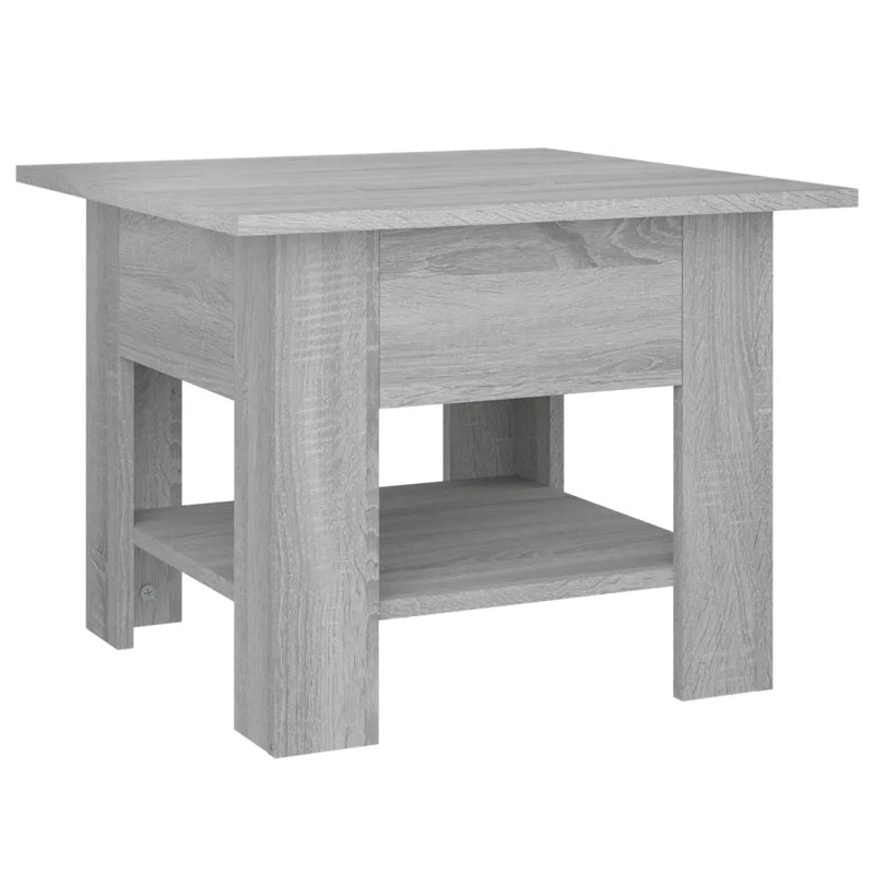 Glass End Table with Storage, 21.7"x21.7"x16.5", Gray sonoma