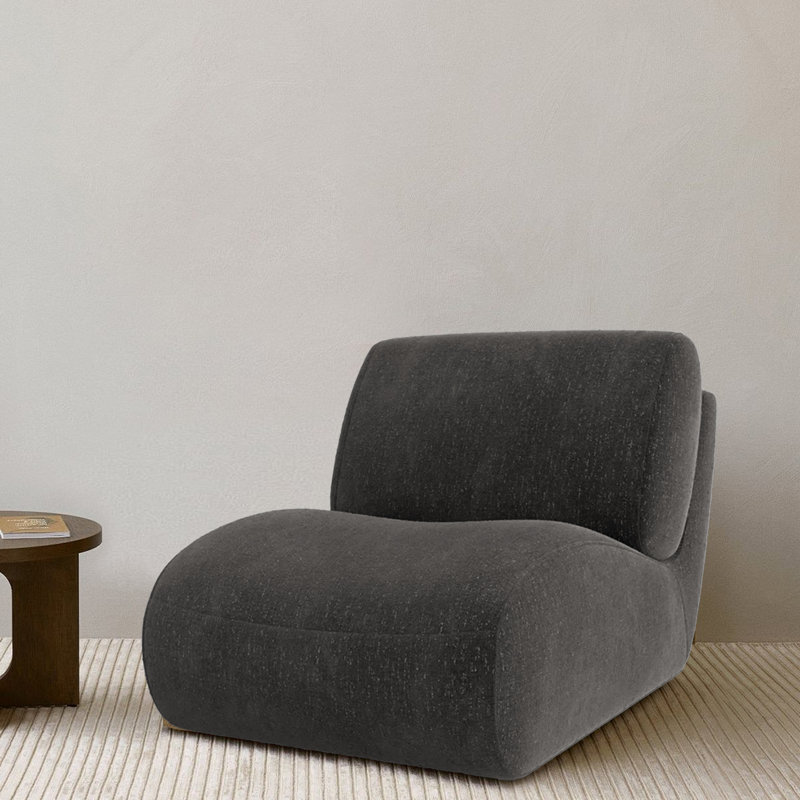 Nita Swivel 84.1 Cm Wide Swivel Lounge Chair, Dark Grey Chenille/Foam Padding
