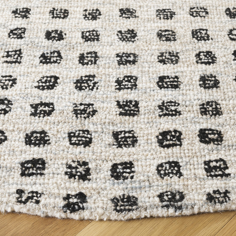 Sikira Hand Tufted Wool Pile Abstract Rug, Round 6'