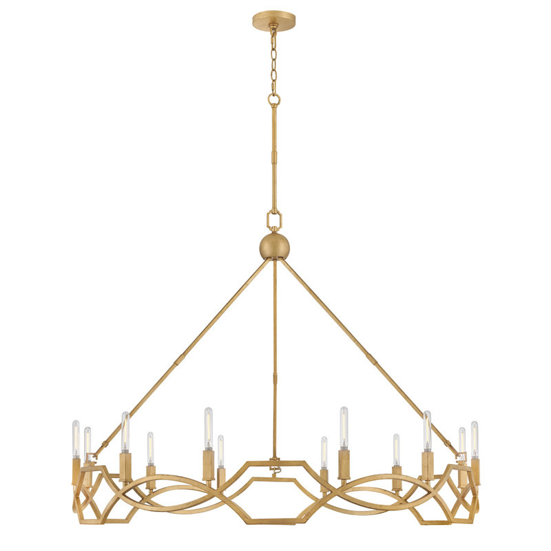 Leona Twelve-Light Hand-Leafed Round Chandelier