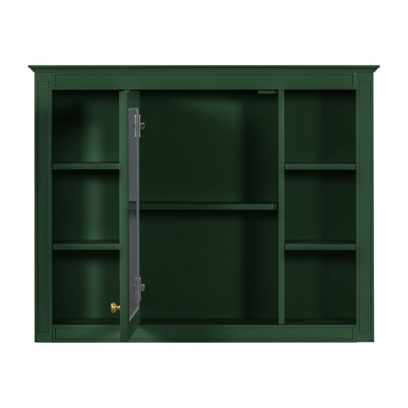 Armoire murale moderne pour salle de bain avec miroir à charnières réglables, Vert