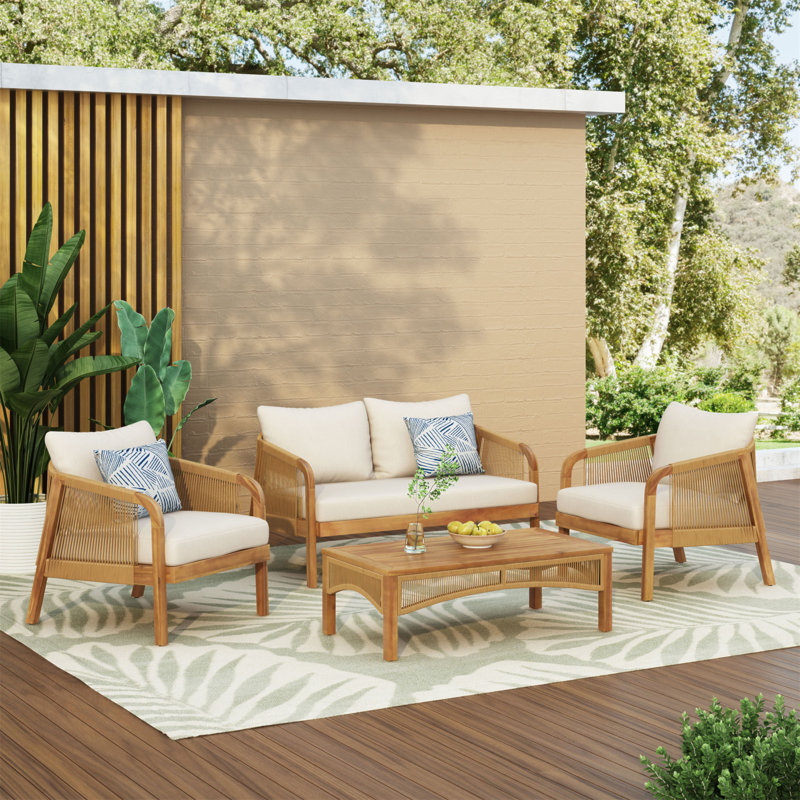 Ensemble de mobilier d'extérieur en bois d'acacia pour des cours relaxantes et élégantes