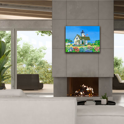  Reproduction d'art sur toile «Lighthouse Cottage» par Geraldine Aikman, 34 po x 26 po