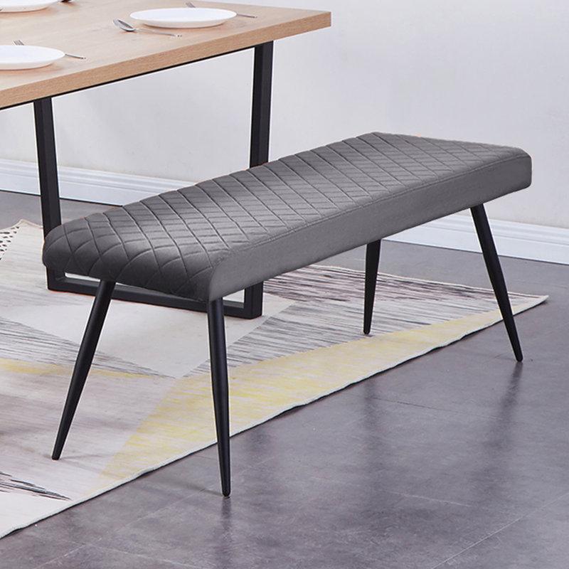 Depue Velvet 130cm Upholstered Bench for 2 person, Grey Velvet