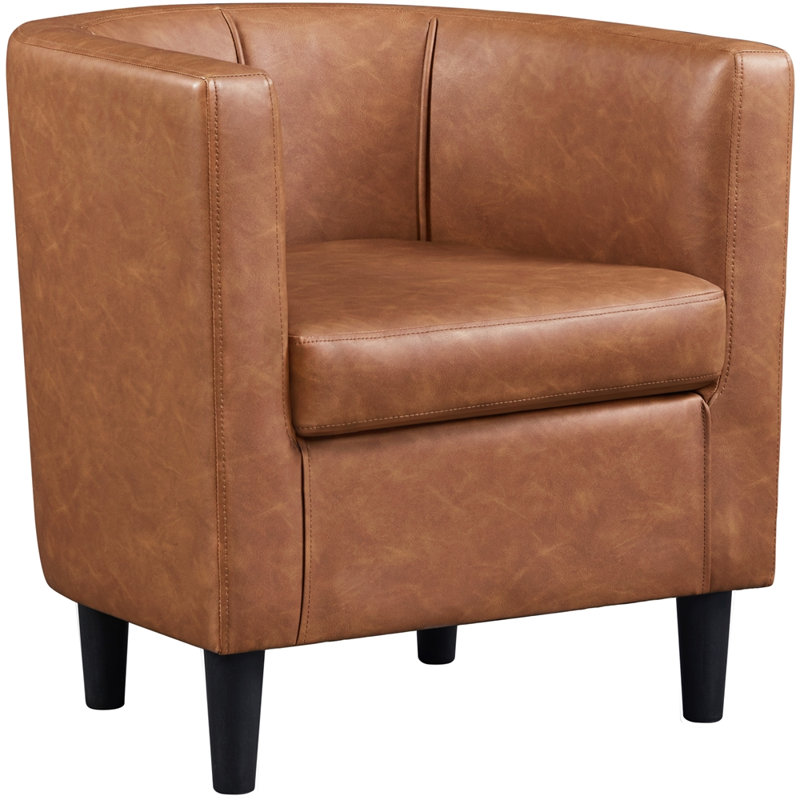 Birkan Faux Leather Armchair, Brown Faux Leather