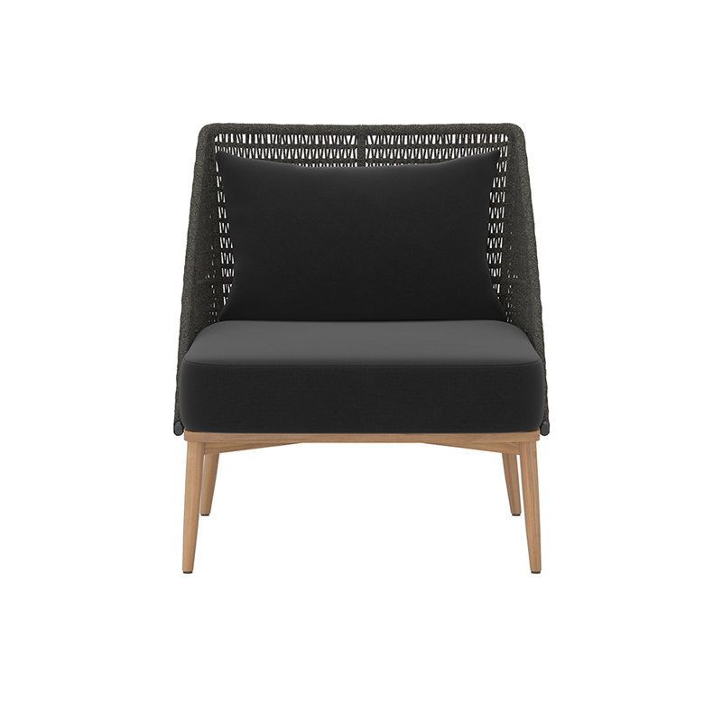 Orlosky Teak Outdoor Armless Lounge Chair, Black, Dark Brown