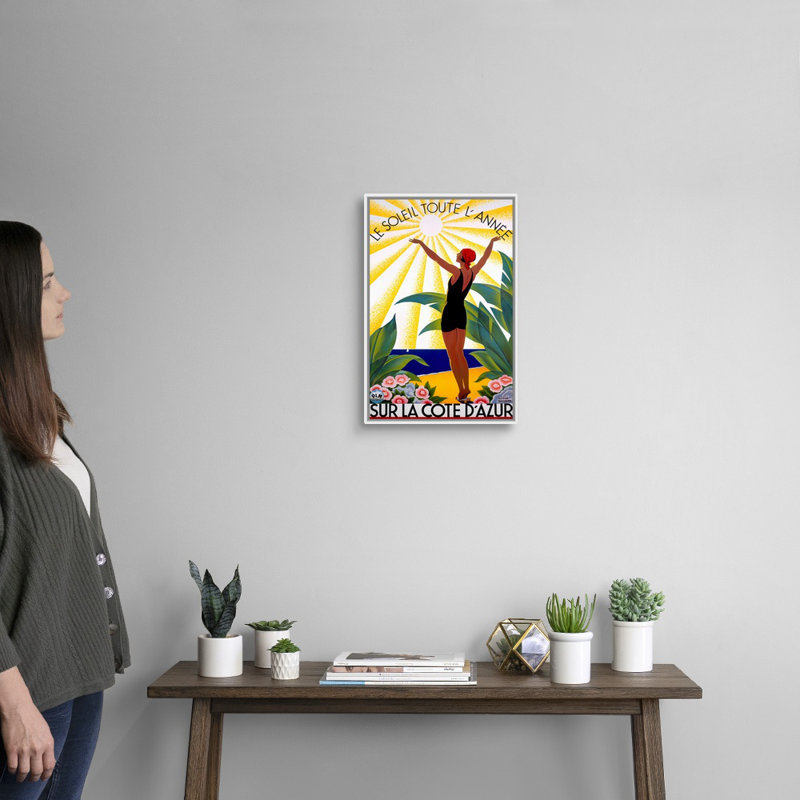 «Cote d'azur», Le Soleil Toute, LAnne, affiche rétro, par Roger Broders, reproduction d'art sur toile encadrée par Roger Broders