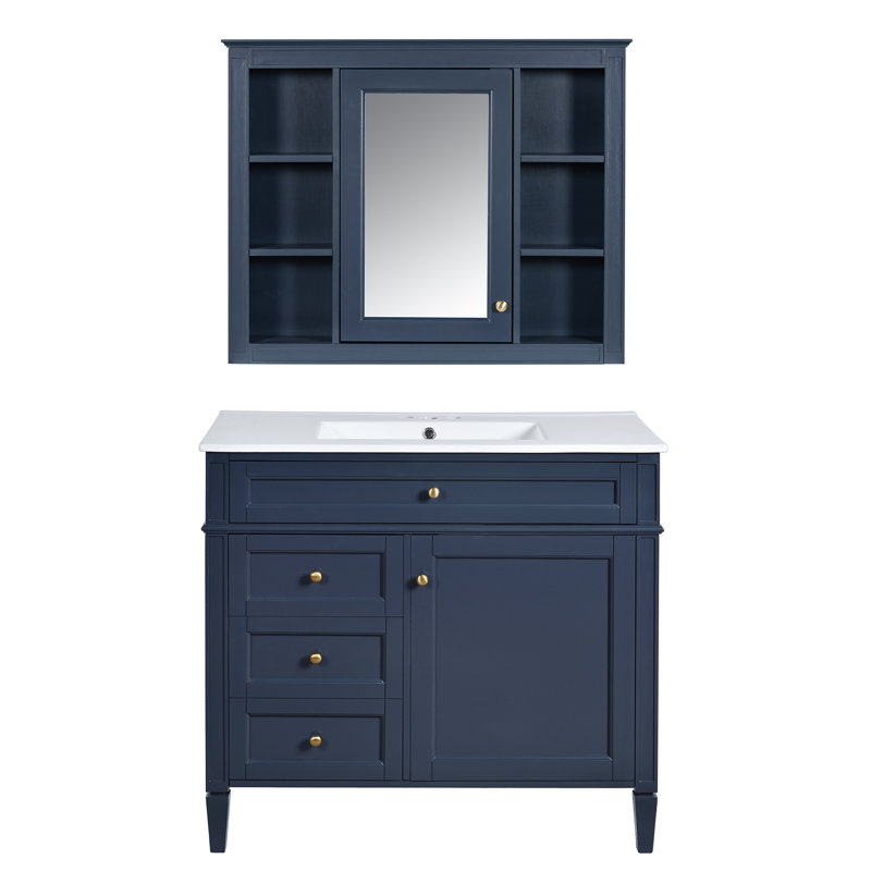 Meuble-lavabo 36 po avec armoire à pharmacie, Bleu