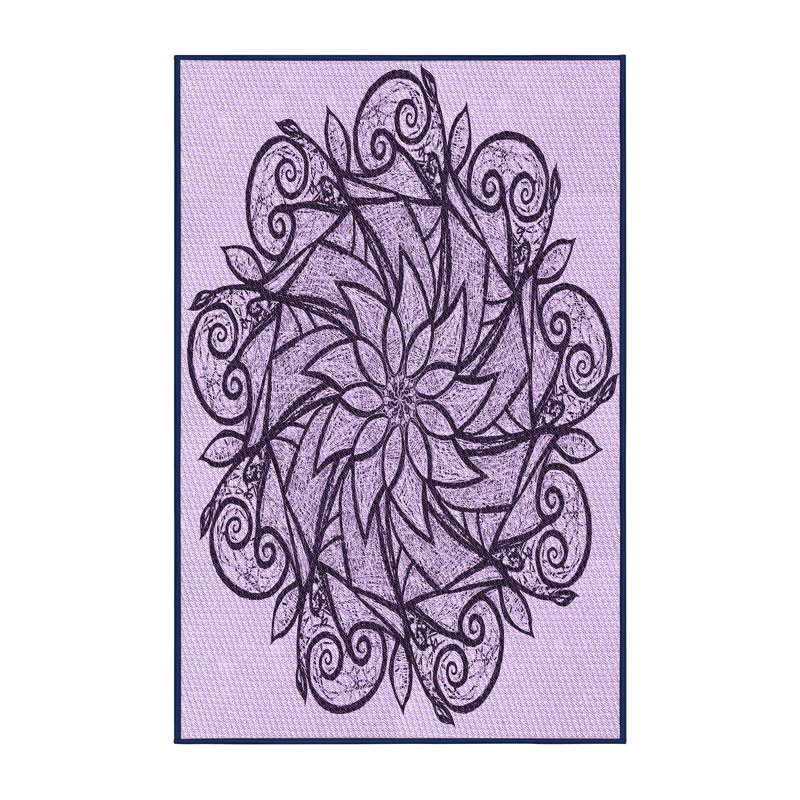 Tapis floral en laine mauve, Rectangle 2 pi x 3 pi