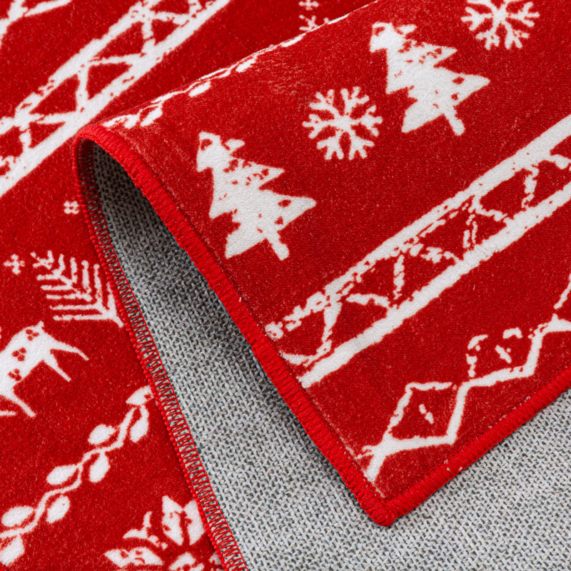 Christmas Decorative Area Rug Machine Washable Rug with Non-Slip Backing, Rectangle 6' x 9'