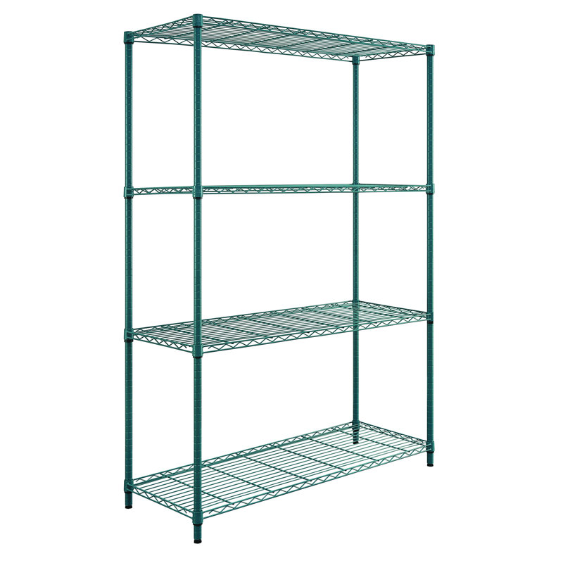 Adjustable Wire Black Epoxy 4 Shelves 72" H x 36" W x 24" D, Black, 74" H x 36" W x 24" D