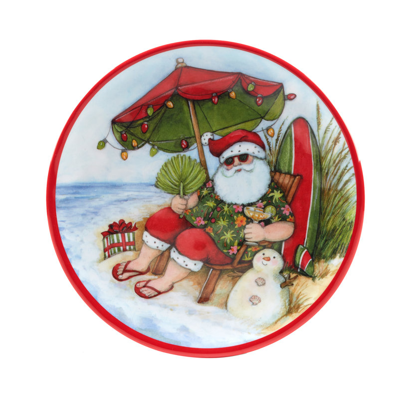 Santa's Wish Holiday Melamine Dinnerware Set, Service for 4