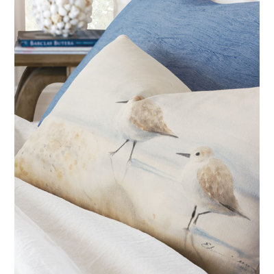 Nautical Sand Pipers Rectangular Cotton Pillow Cover and Insert