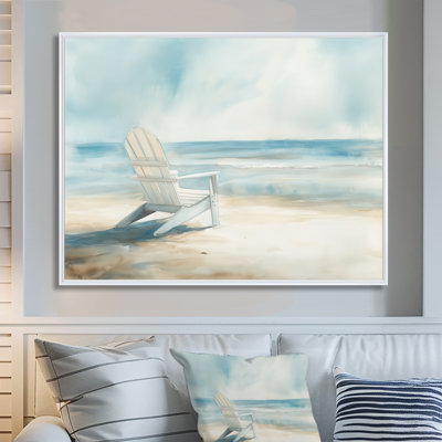 Chair by the Cape Cod Shore III - Hamptons Coastal Canvas Art Print