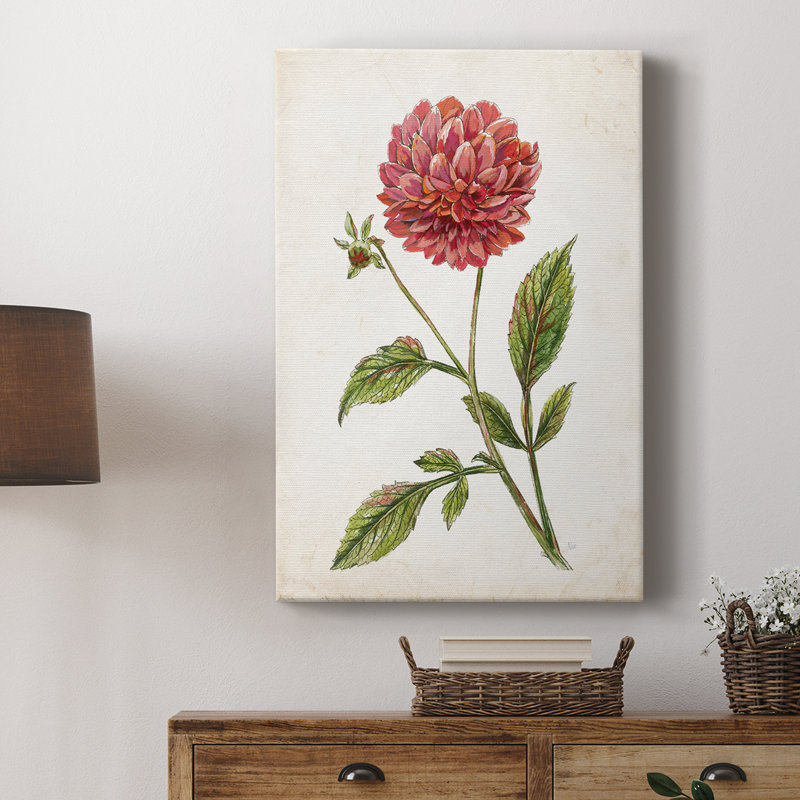 Scarlet Botanical I - Cavas enveloppés de galerie, H 12 po x l 8 po