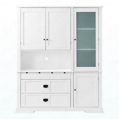 Buffet traditionnel de 78,3 po de hauteur - garde-manger autoportant avec tiroirs et tablettes réglables