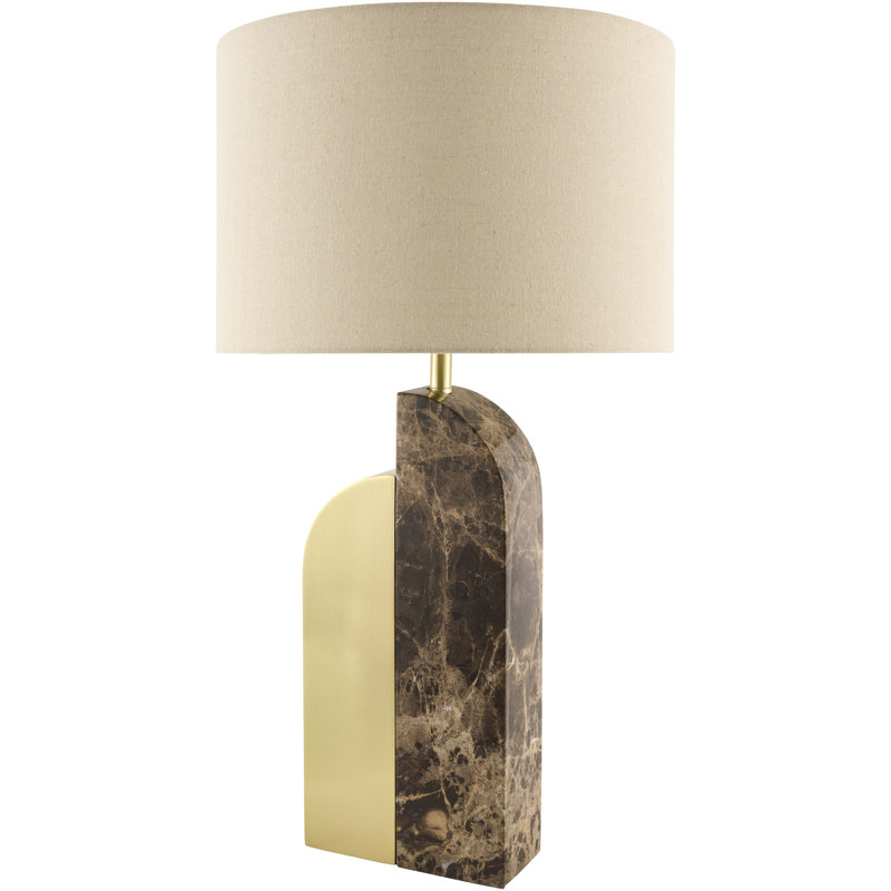 Ivah Table Lamp, 28"H x 16"W x 16"D, Beige, Black/Brass