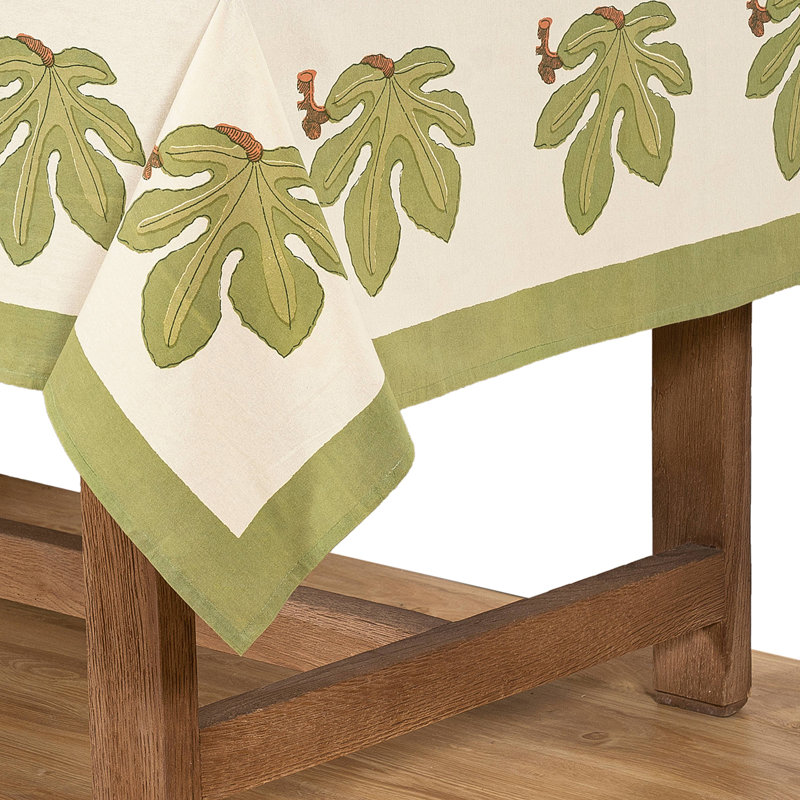 Fig Handmade Floral Tablecloth, 128" x 71", Red/Green/White