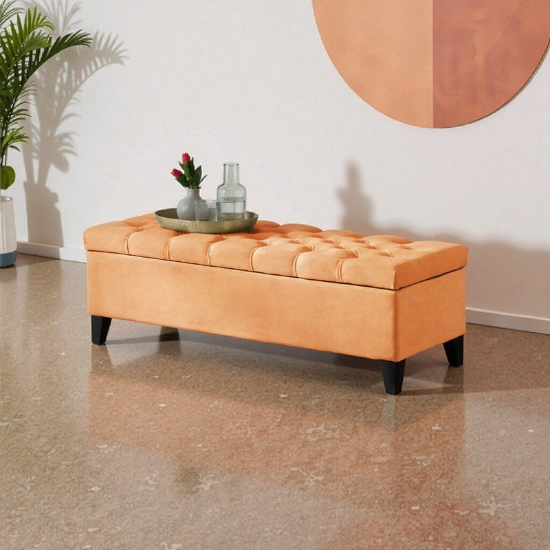 Banc de rangement avec repose-pieds 51 po, Orange