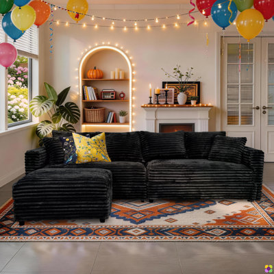 Gus 102.4"W 5 Seaters Convertible LAF RAF Corduroy Sectional, include1 Ottoman
