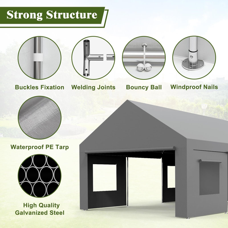 13×25Ft Portable Carport Canopy