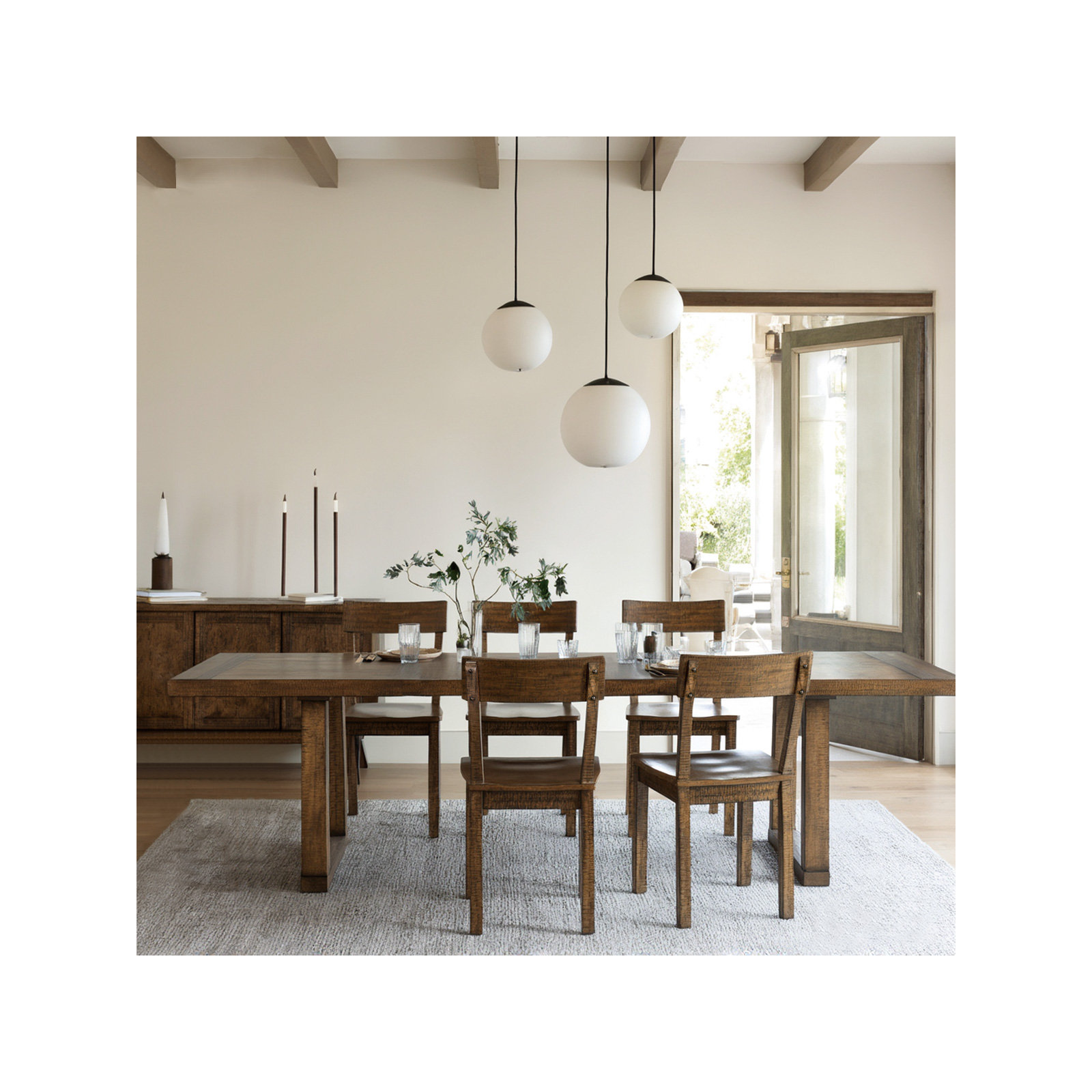 Solid Wood Extendable Dining Table, Brown