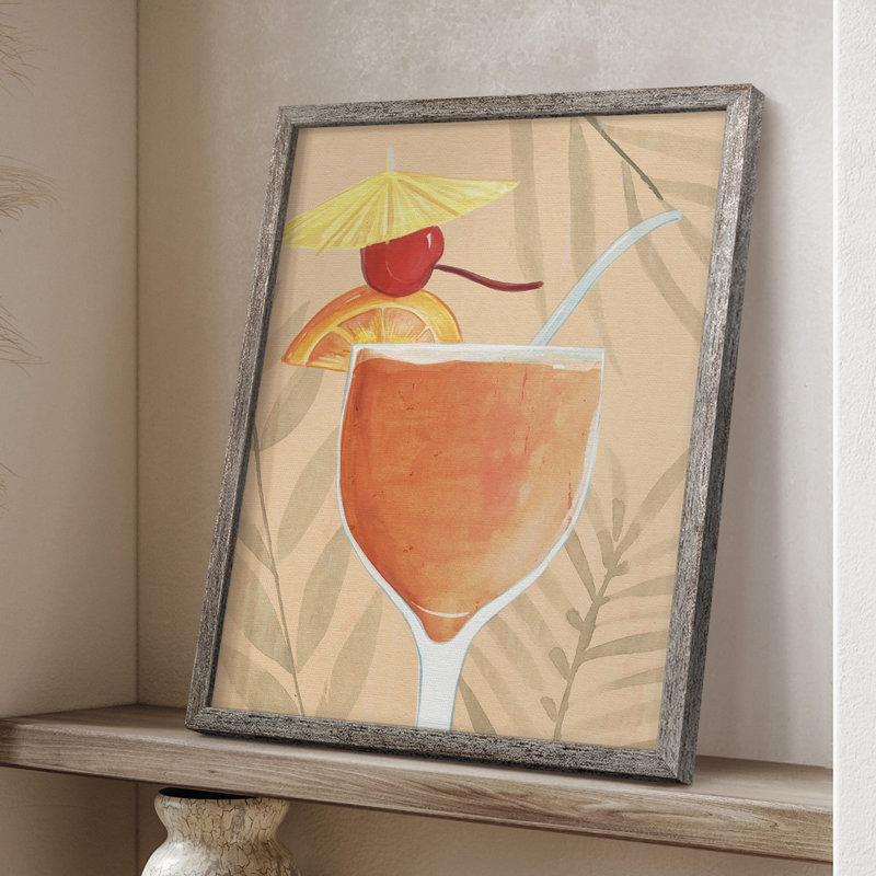 «Tropical Cocktail I», reproduction encadrée - bois massif, H 21 po x l 17 po