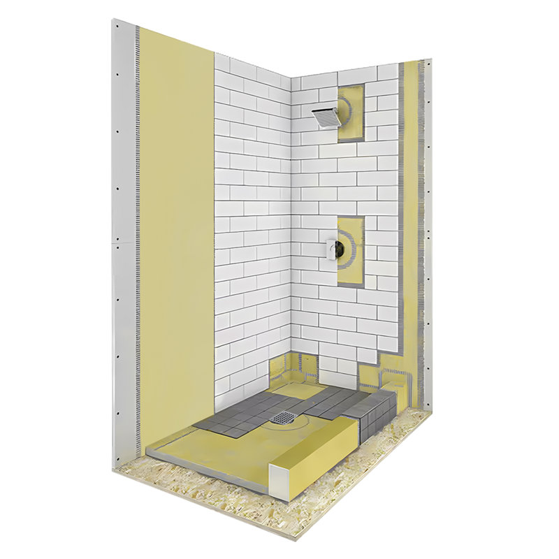 Ensemble de bac de douche 48 po x 48 po Uni-green - Comprend drain de douche et bac à carrelage, Noir mat