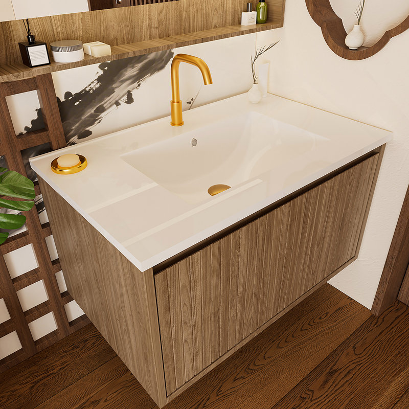Armoire de meuble-lavabo 30 po sans lavabo en céramique, Brun