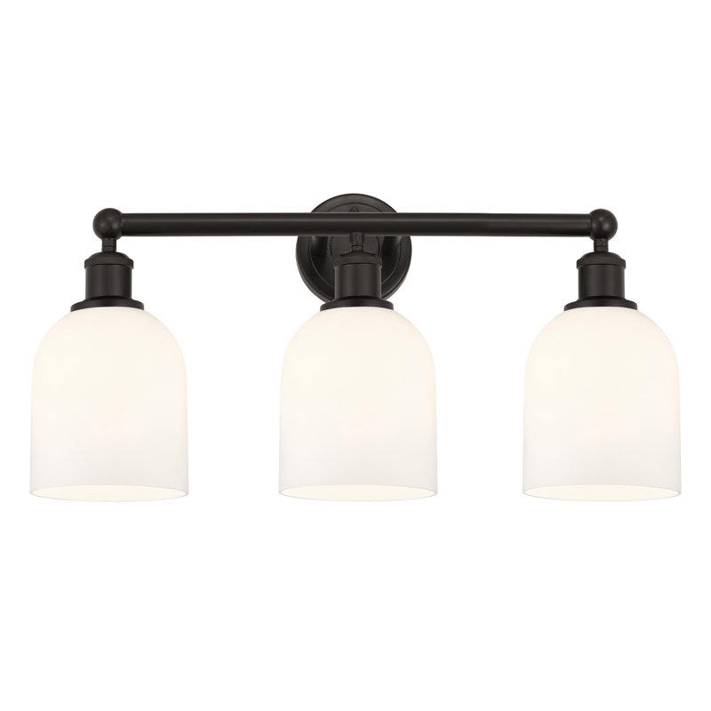 Abat-jour de salle de bain 3 lumières Edison Allysson, Blanc lustré, Bronze huilé