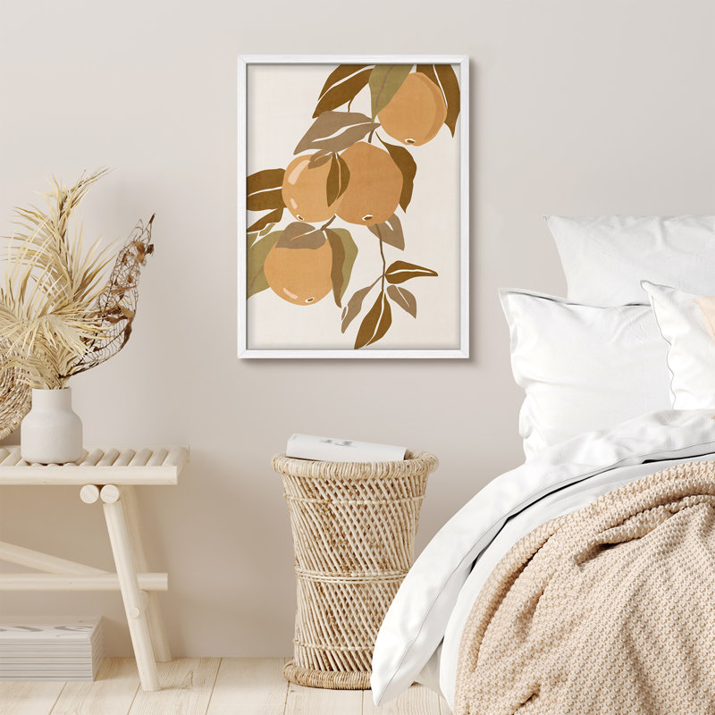«Fruit on Branch», affiche rustique encadrée, H 10 po x l 8 po, Blanc