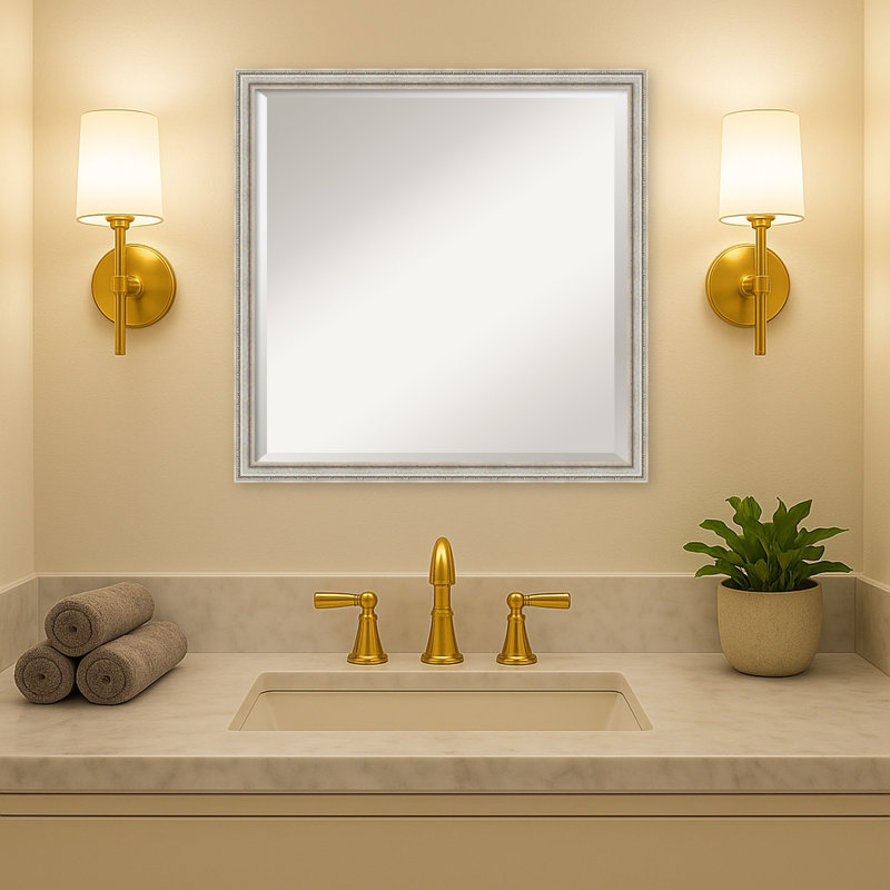 Miroir mural de salle de bain Raphael, L 21,75 po x H 21,75 po, Cordelia Silver