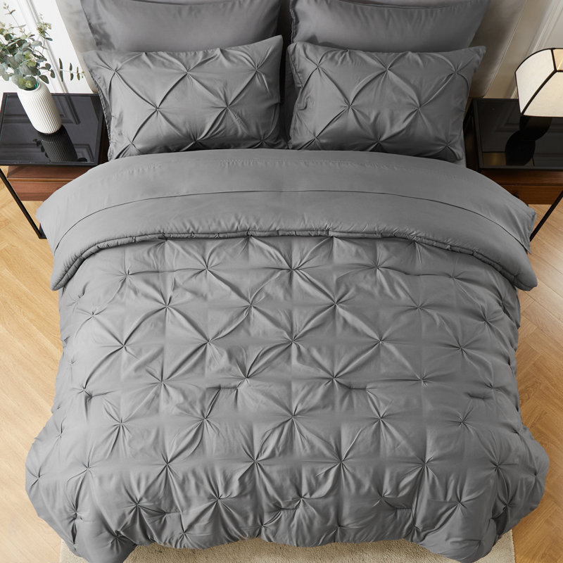 7pieces(full/queen/king)lightweight Solid Pinch Pleat Comforter Set For All Seasons, Twin(5 Pieces), Soft & Comfortable Bed In A Bag Set For Student/friends/family, A Cloud-like Sleeping Space , Spring/summer/autumn/winter, Great Gift/home Decor