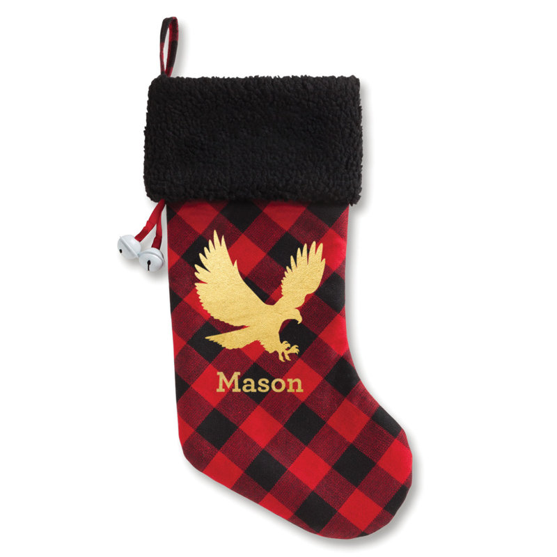 Personalized Buffalo Plaid Eagle Stocking, Yes