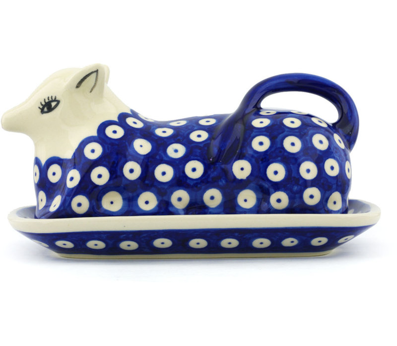 Eyed Peacock Stoneware Butter Dish