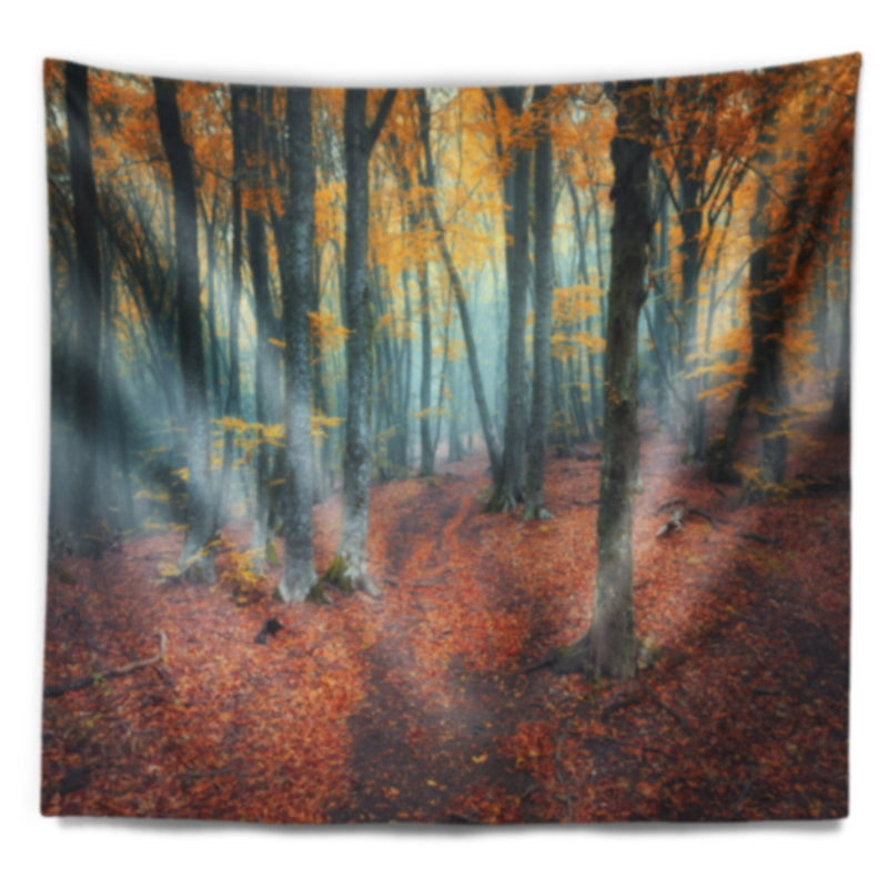 Tapisserie rouge et jaune forêt d'automne, H 50 po x l 60 po