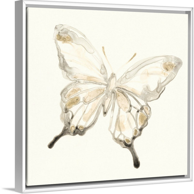 «Sepia Butterfly Impressions IV» par Vess June Erica, reproduction d'art sur toile, Toile blanche encadrée
