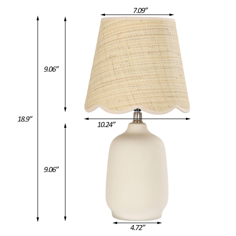 Ceramic Table Lamp with Scallop Shade, Cream White