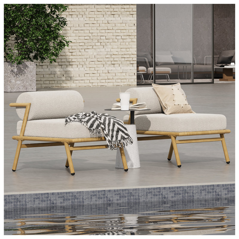 Fauteuil club d'extérieur en fer avec coussins blanc cassé La Fiora