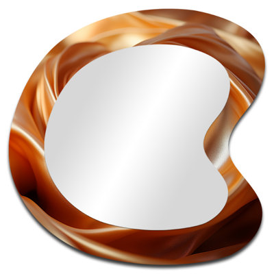 Orange Abstract spiral cyclone tranquility - Abstract Spirals Unique Shape Decorative Mirror, Modern Asymmetrical Large Wall Mirror, Printed Metal Art