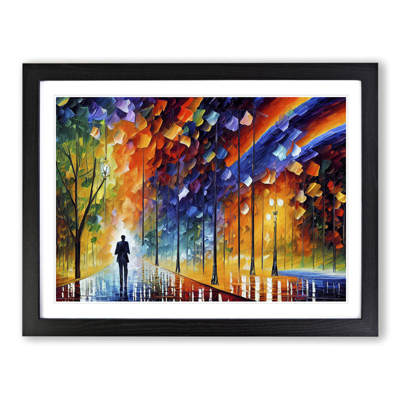 Alone By The Trees - Single Picture Frame Painting, 46cm H x 64cm W x 2cm D, Black