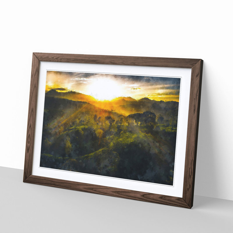 Sunlight over the Countryside - Picture Frame Graphic Art Print, 24cm H x 33cm W x 2cm D, Walnut Framed