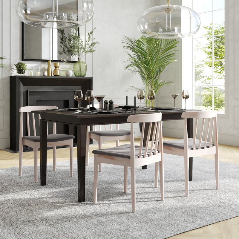 Lastasha Commercial Grade Solid Wood Dining Chairs with Slatted Backrests and Vinyl Seats, Light Gray, White
