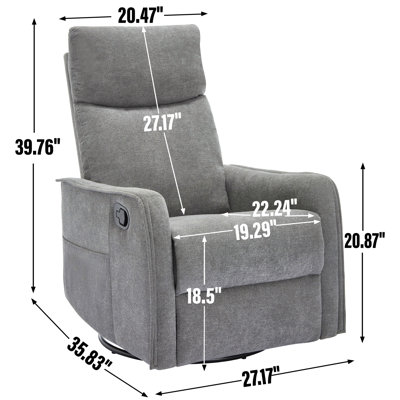 Heat Massage Manual Recliner Chair With Rocker And Swivel In Fabric For Living Room by Latitude Run