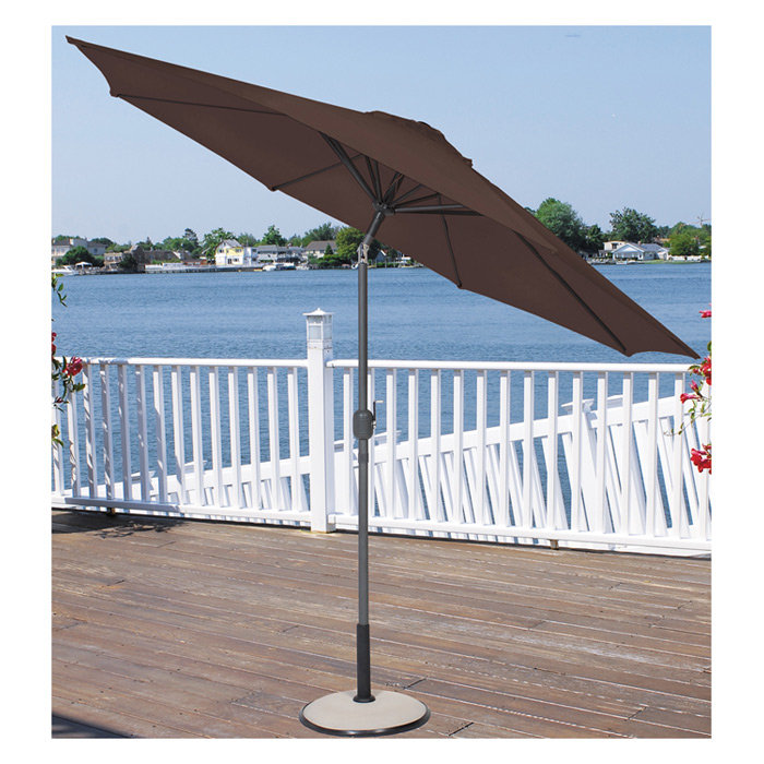 Parasol de marché 8 pi lb international, Inclinaison manuelle, Brun