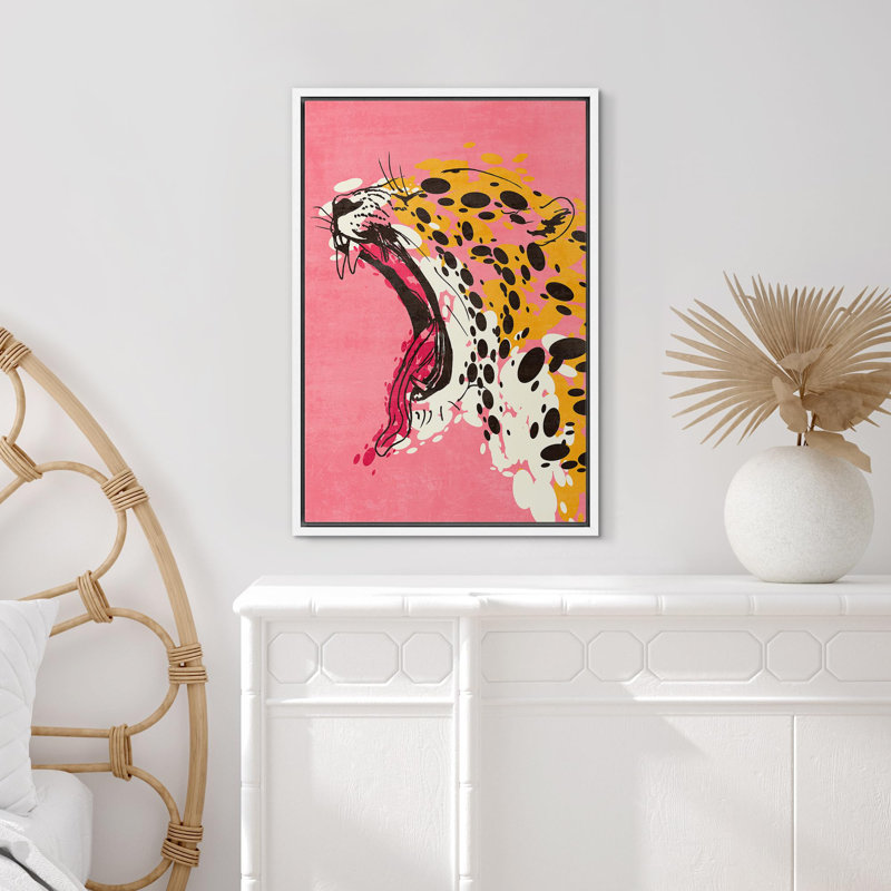 Bright Preppy Animals " Bright Leopard Farmhouse Decor Rustic Nature Animals Modern Art Cozy Decor ", White
