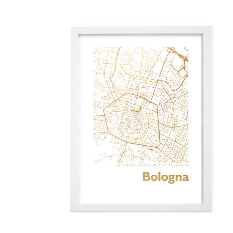 Bologna Map - Single Picture Frame Print, 42.5cm H x 32.5cm W x 3.5cm D