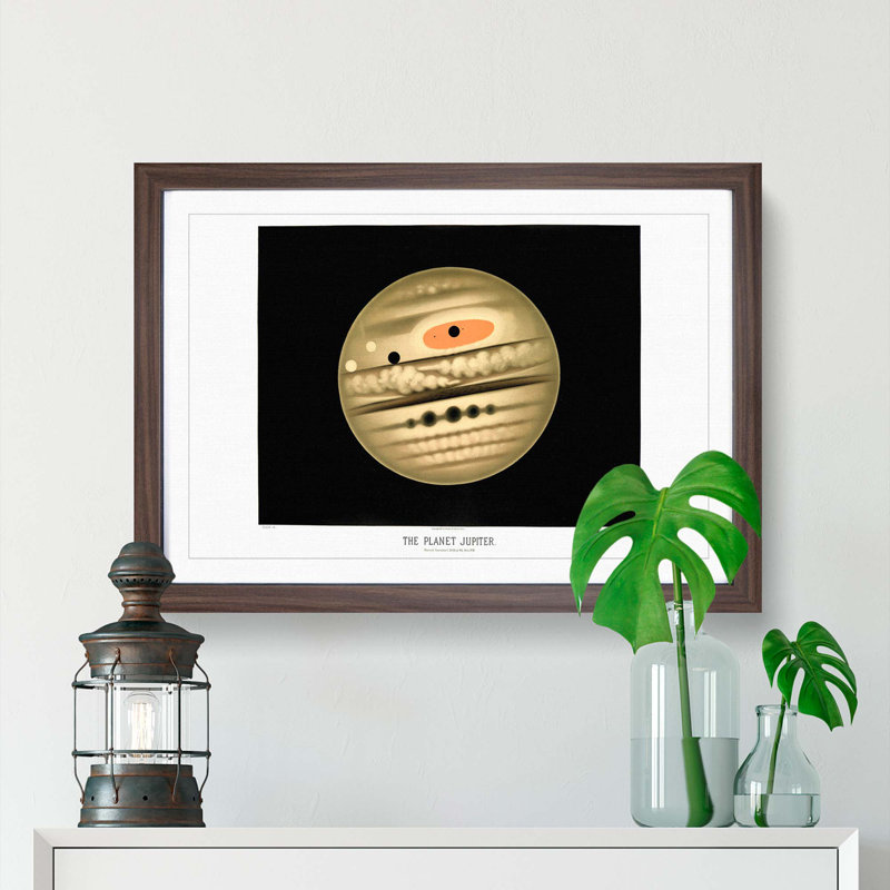 Planet Jupiter by E. L. Trouvelot - Picture Frame Painting Print, 36cm H x 48cm W x 2cm D, Walnut Framed