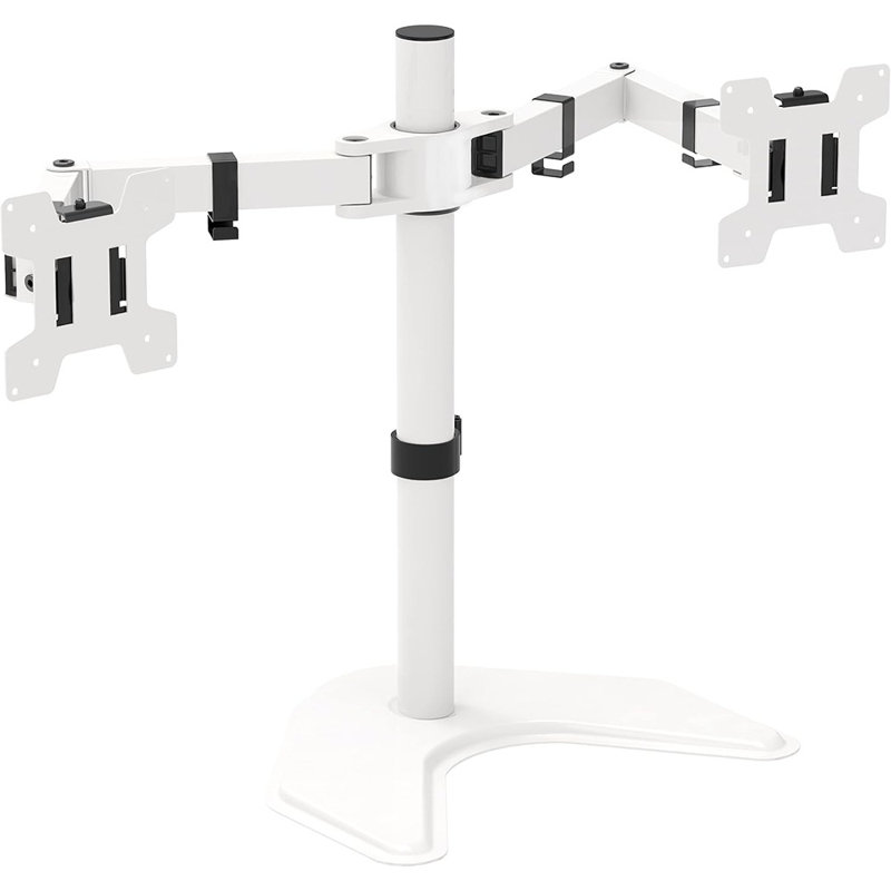 Support pour deux écrans, support de bureau autoportant pour 2 moniteurs jusqu'à 27 po avec une capacité de poids de 22 lb par bras
