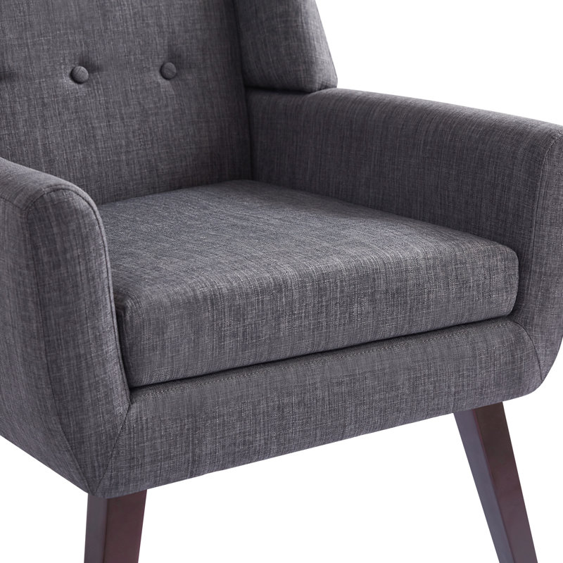Halcott 29.2'' Wide Tufted Armchair, Grey Linen Blend